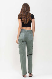 Women's Relaxed Mid Rise Cargo Jeans with Patch Pockets