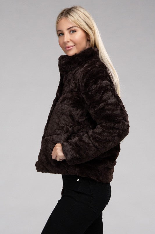 Women's Cozy Fluffy Zip-Up Jacket