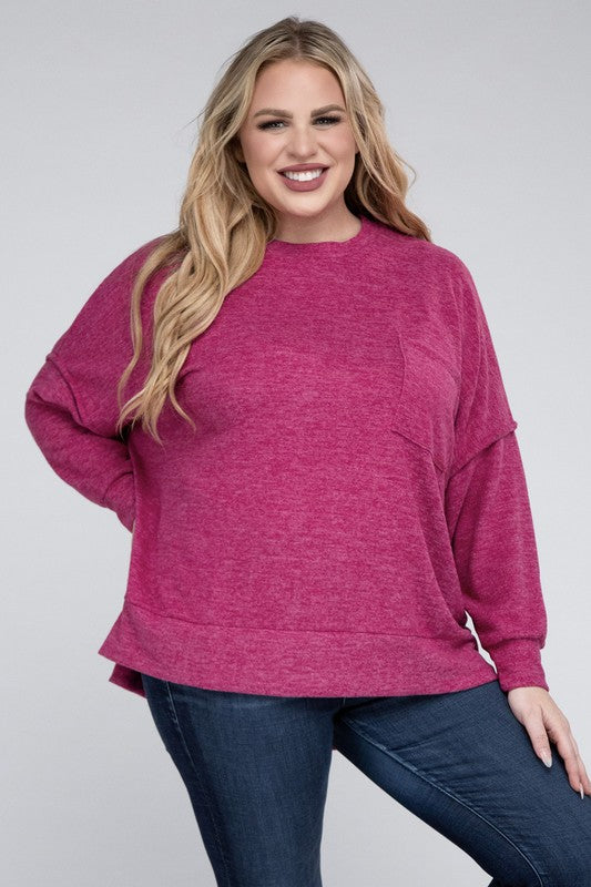 Plus Size Oversized Melange Drop Shoulder Sweater