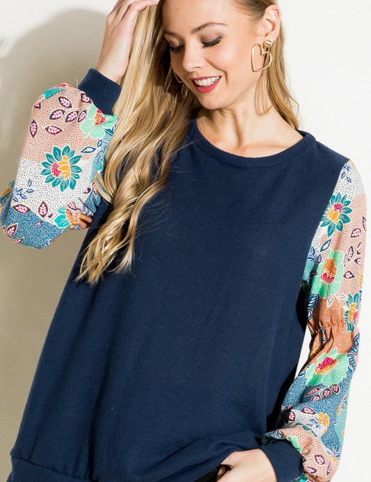 Women's Relaxed Floral Mix Tunic Top