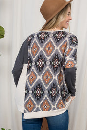 Plus Size Oversized Aztec Print Cozy Top