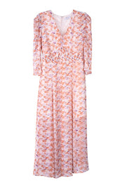 Women's Floral Print V Neck Chiffon Maxi Dress