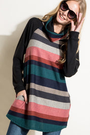 Women's Casual Loose Fit Turtle Neck Tunic Top