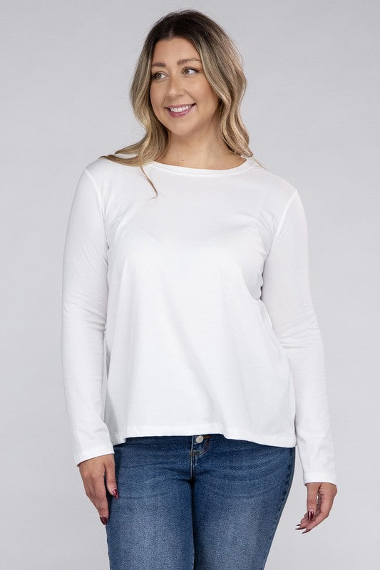 Women's Relaxed Fit Plus Cotton Long Sleeve T-Shirt