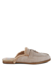 Women's Casual Suede & Faux Fur Slip On Mules