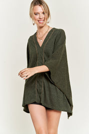 Women's Oversized V-Neck Poncho Top