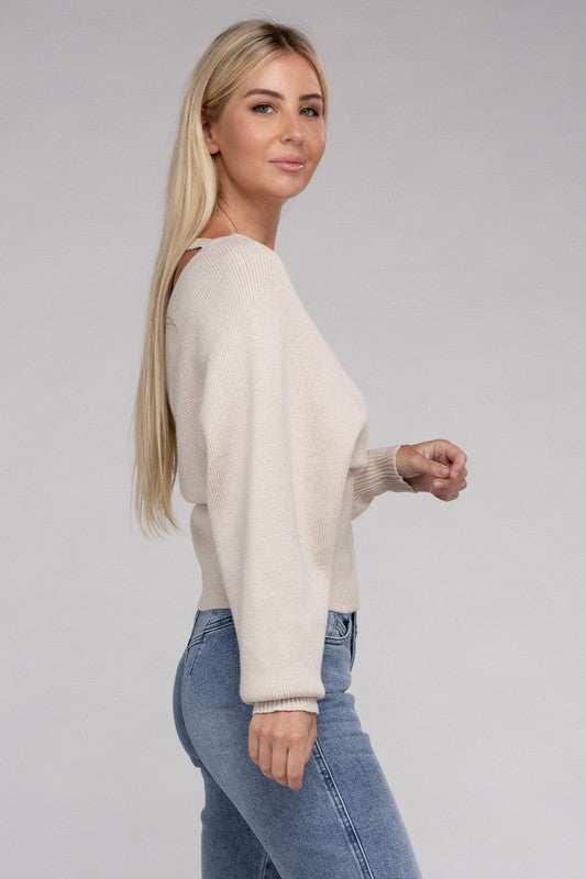 Women's Viscose Cross Wrap Pullover Sweater