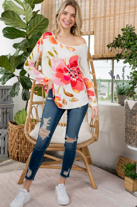 Women's Floral One Shoulder Top