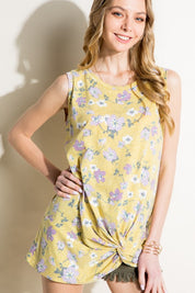 Women's Floral Print Sleeveless Tunic Top