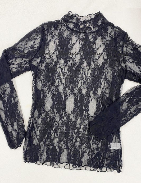 Women's Floral Print Lace Long Sleeves Top