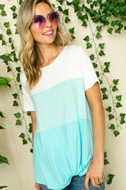 Women's Striped Color Blocked Tunic Top