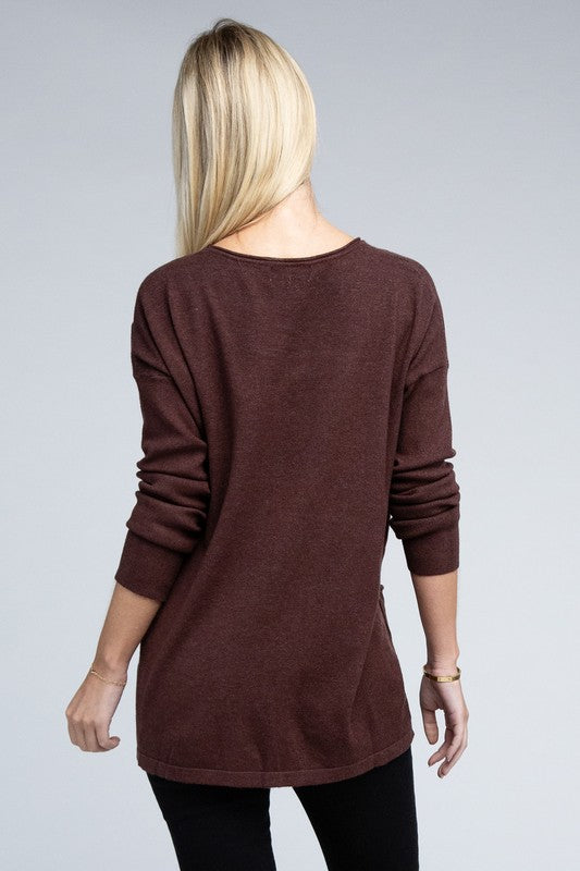 Women's Relaxed Viscose Sweater with Front Pockets