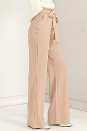 Women's High-Waisted Tie Front Flared Pants