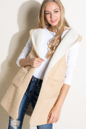 Plus Size Oversized Sherpa Fleece Vest with Pockets