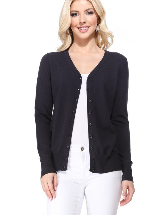 Women's V-Neck Button Down Knit Cardigan Sweater