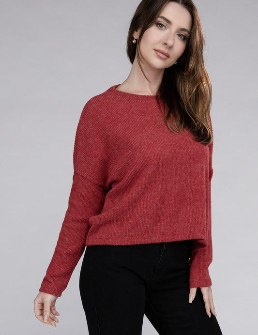 Ribbed Dolman Long Sleeve Sweater