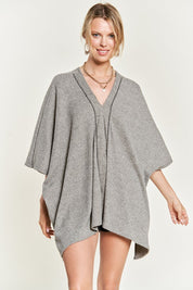 Women's Oversized V-Neck Poncho Top