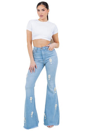 Women's High Rise Light Wash Bell Bottom Jeans