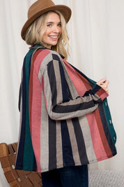 Women's Oversized Cozy Stripe Flannel Shacket