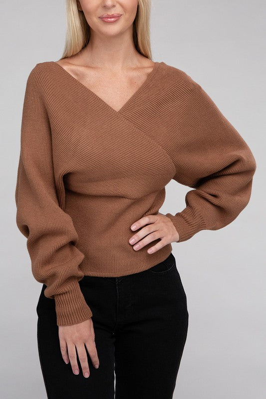 Women's Viscose Cross Wrap Pullover Sweater