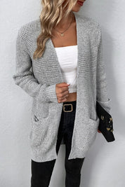 Women's Open Front Waffle Knit Cardigan