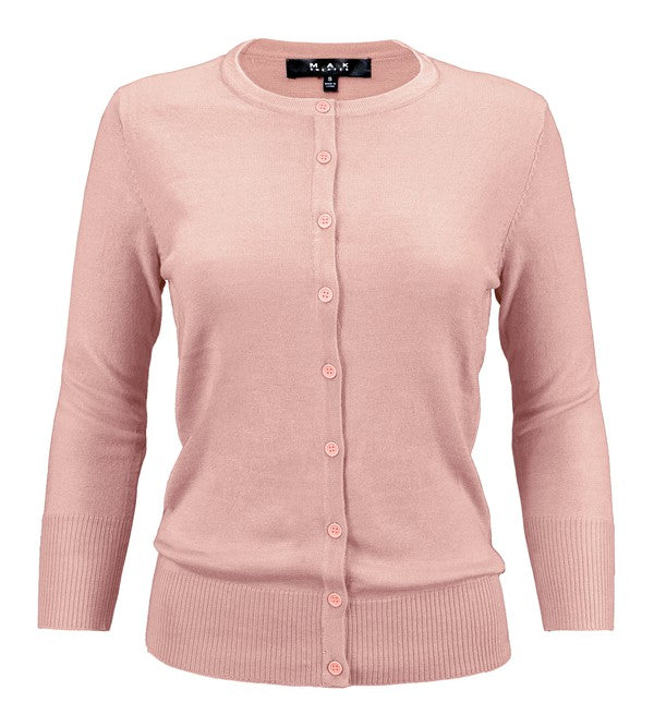 Women's Casual Crewneck Button Down Knit Cardigan Sweater