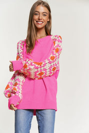 Women's Relaxed Fit Crochet Detailed Long Sleeve Sweater