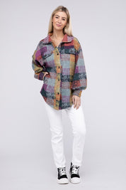 Women's Loose Fit Check Shirt Jacket