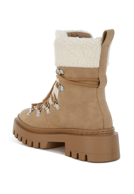 Women's Cozy Fleece & Faux Leather Winter Boots