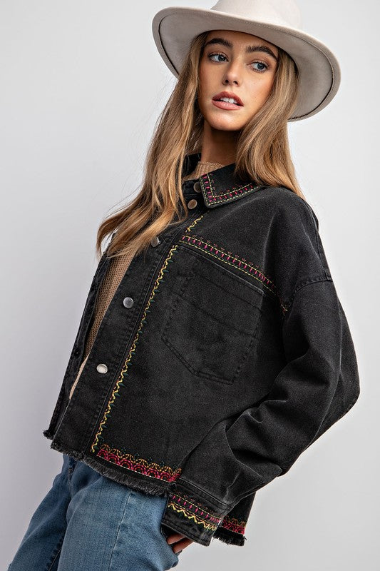 EMBROIDERED WASH COTTON JACKET