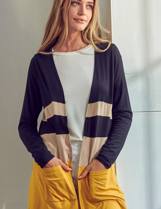 Women's Casual Colorblock Jersey Cardigan