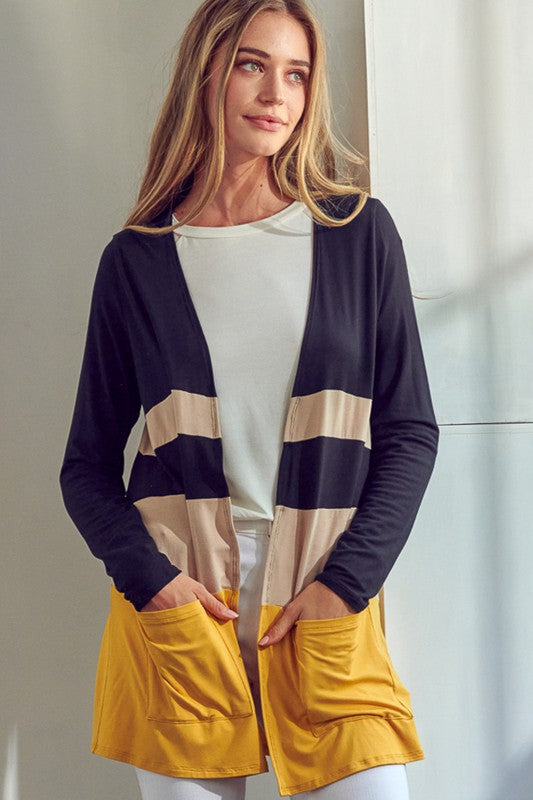 Women's Casual Colorblock Jersey Cardigan