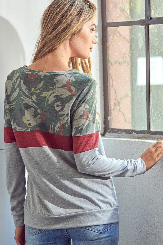 Women's Floral Colorblock Sweatshirts