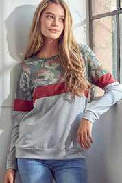 Women's Floral Colorblock Sweatshirts