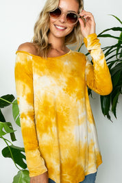 Women's Tie Dye One Shoulder Long Sleeve Plus Top