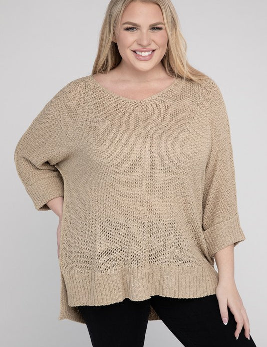 Plus Size Crew Neck Knit Sweater