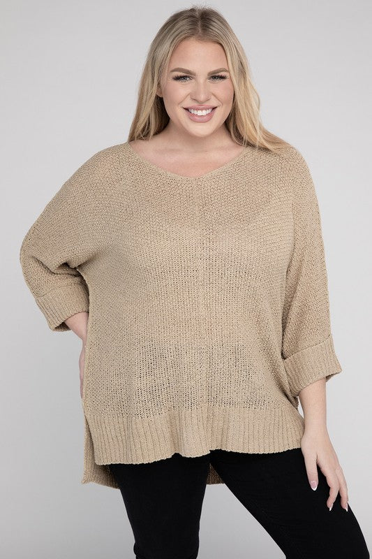 Plus Size Women's Cozy Crew Neck Knit Sweater