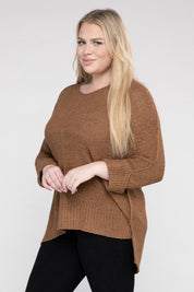 Plus Size Women's Cozy Crew Neck Knit Sweater