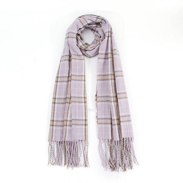 Unisex Casual Plaid Fringed Scarf for Autumn & Winter