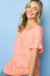 Women's Ruffled Short Sleeve Baby Doll Top