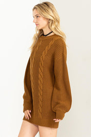 Women's Cozy Cable-Knit Ribbed Mini Sweater Dress