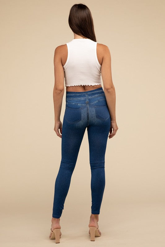 Women's High-Rise Fitted Denim Leggings