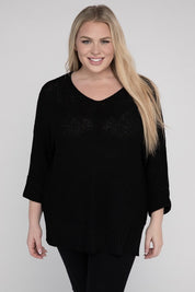 Plus Size Women's Cozy Crew Neck Knit Sweater