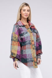 Women's Loose Fit Check Shirt Jacket