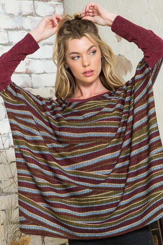 Women's Oversized Striped Pullover Tunic Top