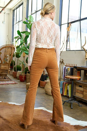 Women's High-Waisted Flared Corduroy Pants