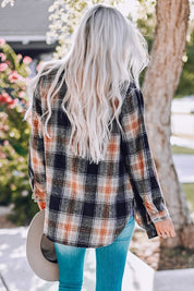 Women's Oversized Plaid Shacket with Rounded Hem and Slits