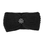 Women's Casual Rhinestone Pendant Ribbed Winter Headband