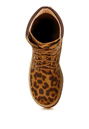 Women's Casual High Ankle Leopard Suede Boots