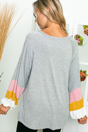 Women's Casual Loose Fit Colorblock Tunic Top